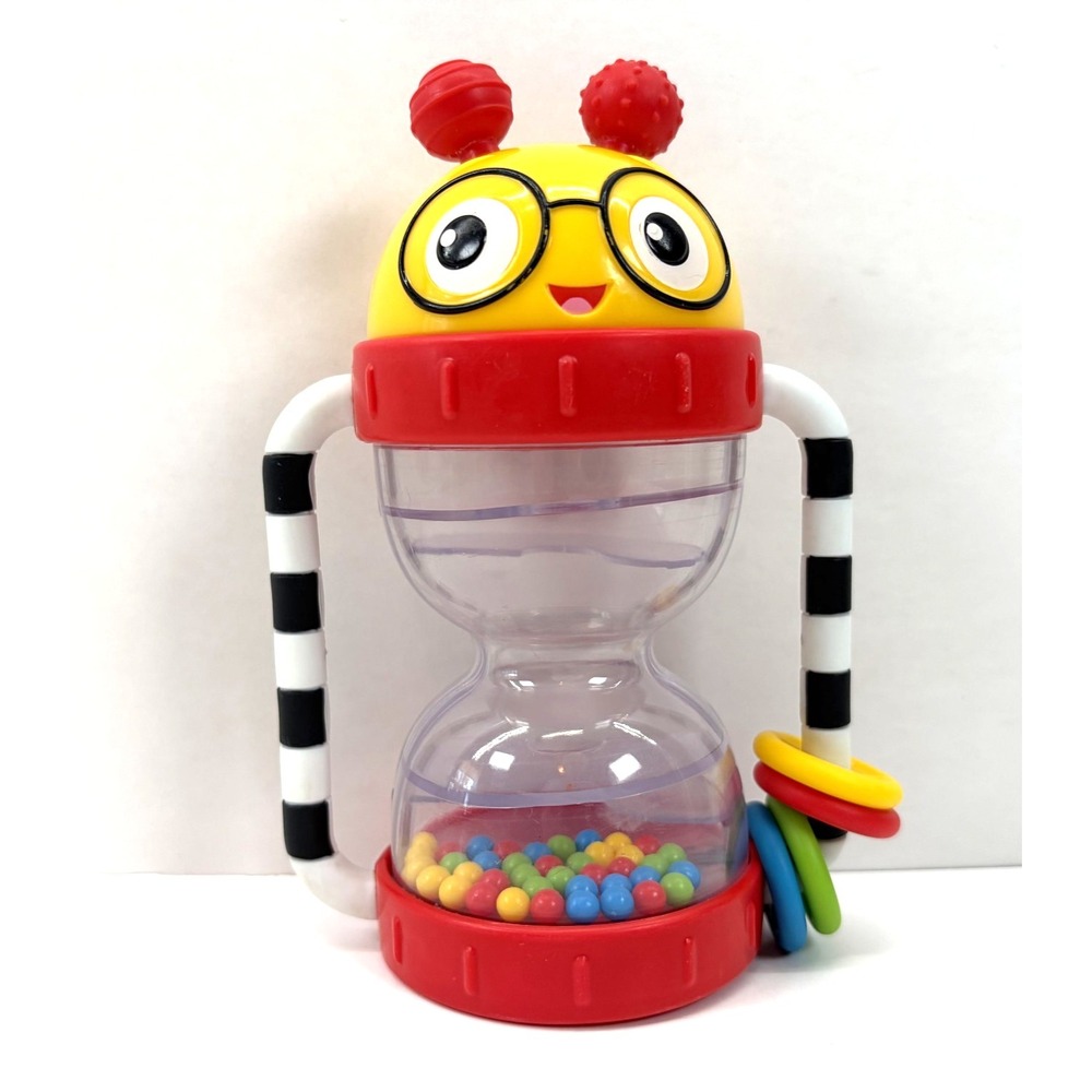 Baby Einstein Cal's Sensory Rattle Hourglass Beads Rings Infant Development EUC